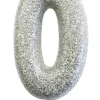 Sølv Tal Kagelys m/Glitter 6.5 cm - 0 Tal