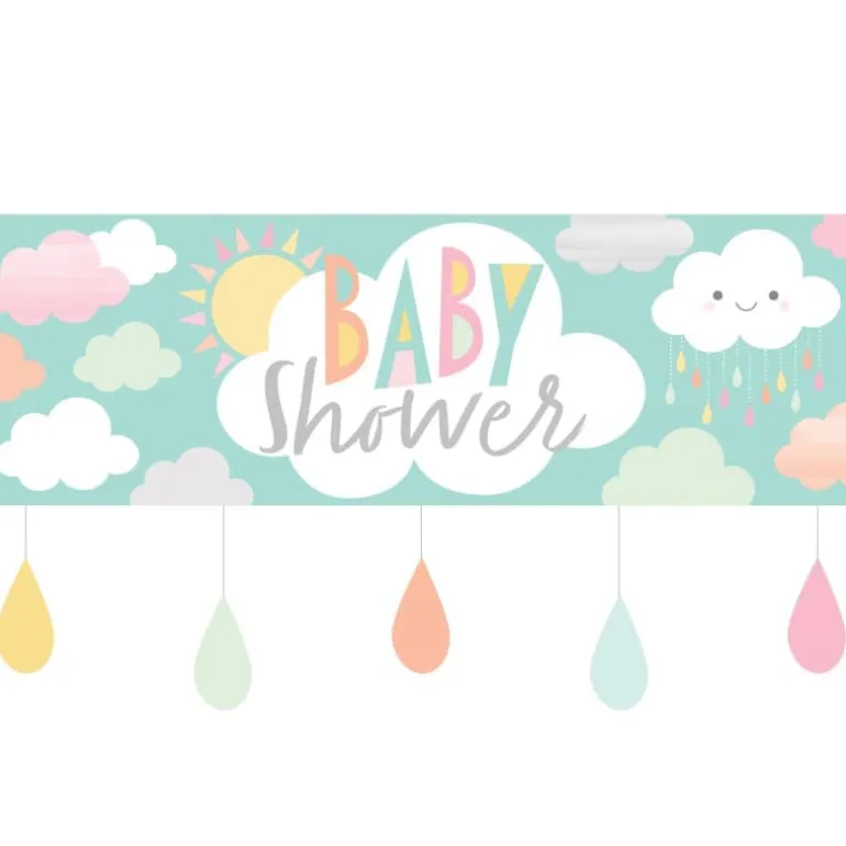 Smilende Sky Babyshower Banner, 50x152 cm