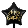 Sort "Happy Birthday" Stjerne Folieballon, 40 cm
