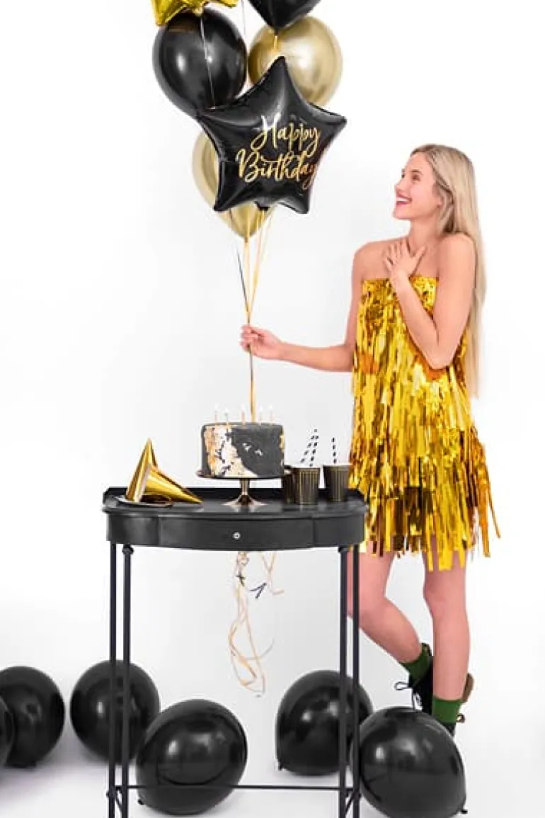 Sort "Happy Birthday" Stjerne Folieballon, 40 cm