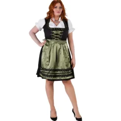 Sort & Olivengrøn Dirndl m/ Skjorte i 100% Bomuld