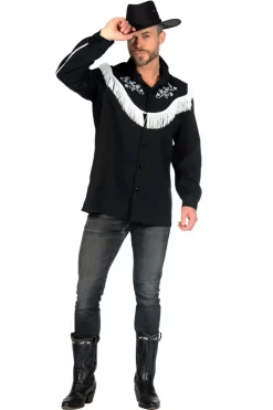 Sort Western Skjorte m/Frynser