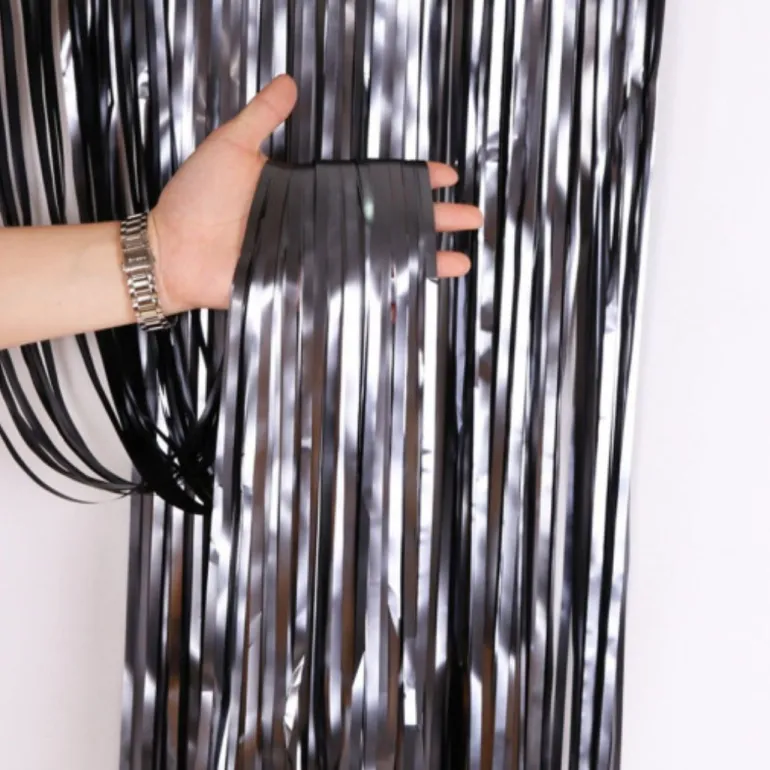 Spacegrå Glimmerforhæng Folie 100x250cm – Festtema®