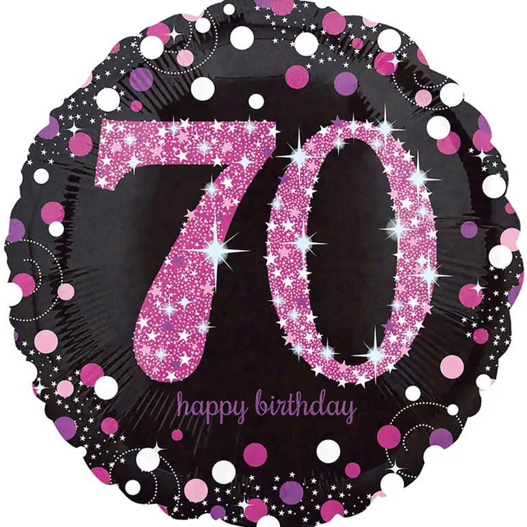Sparkling Pink Folie Ballon - 70 År