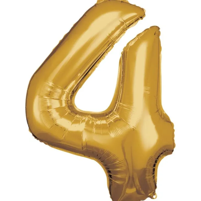 Stor Guld Folie Tal Ballon (88cm.) - 4 Tal