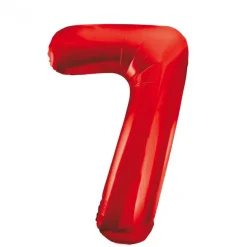Stor Rød Folie Tal Ballon (88cm.) - 7 Tal