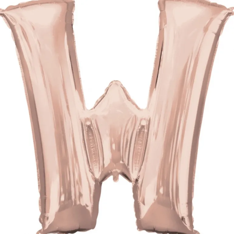 Stor Rosegold Folie Ballon - Bogstav ''W''