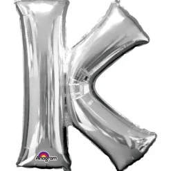 Stor Sølv Folie Ballon - Bogstav ''K''