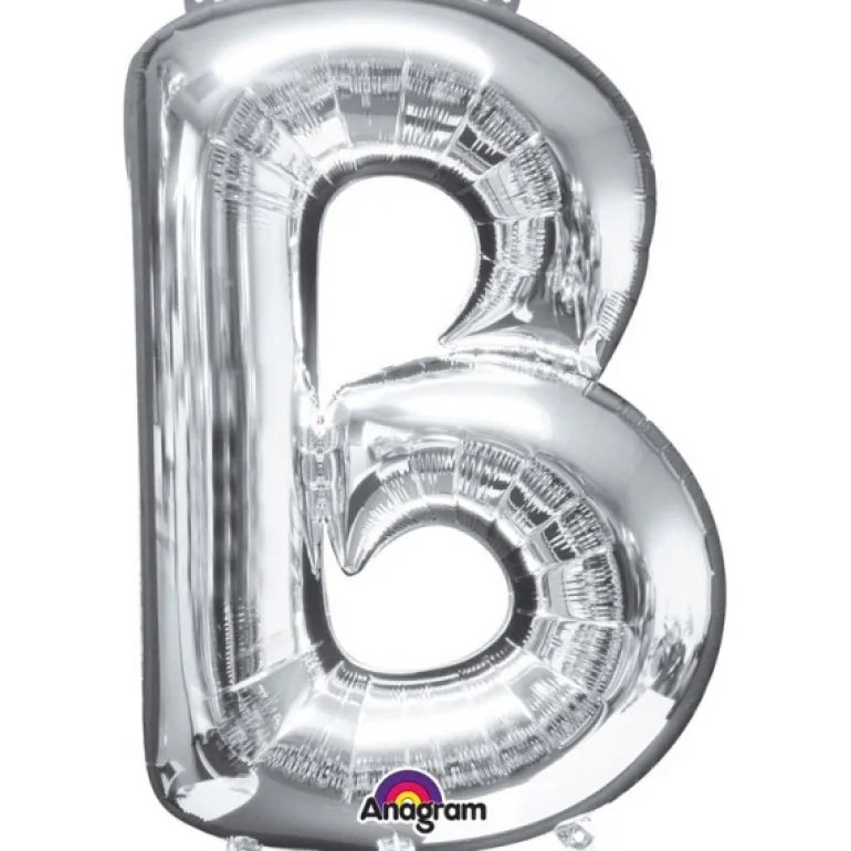 Stor Sølv Folie Ballon - Bogstav ''B''
