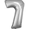 Stor Sølv Folie Tal Ballon (88cm.) - 7 Tal