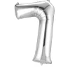 Stor Sølv Folie Tal Ballon (88cm.) - 7 Tal