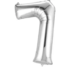 Stor Sølv Folie Tal Ballon (88cm.) - 7 Tal