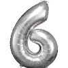 Stor Sølv Folie Tal Ballon (88cm.) - 6 Tal