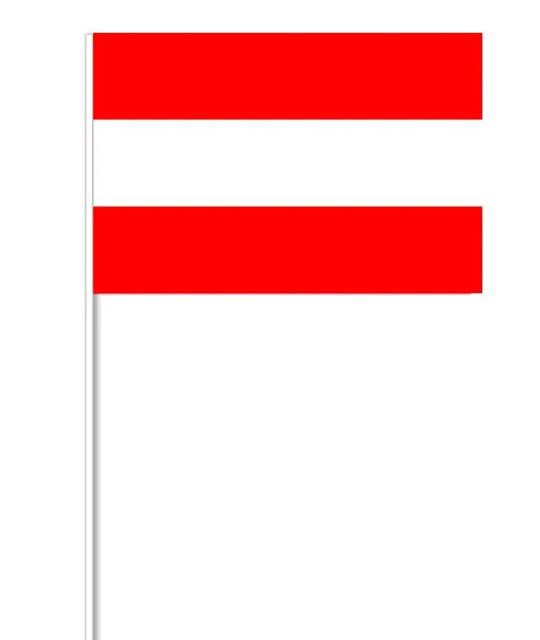 Østrigsk Papirflag på Pind, 27 x 20 cm