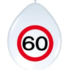 Trafikskilt 60 Års Fødseldags Balloner (30cm.)