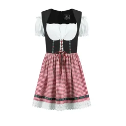 Tyrolerkjole m/Røde Tern, Dirndl i Bomuldsmix