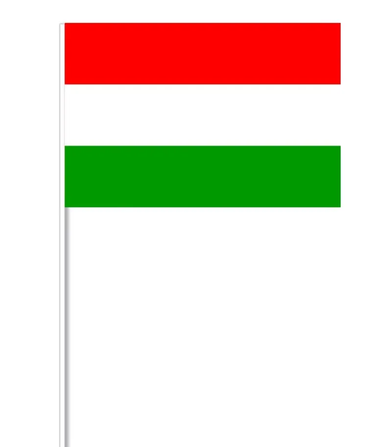 Ungarsk Papirflag på Pind, 27 x 20 cm