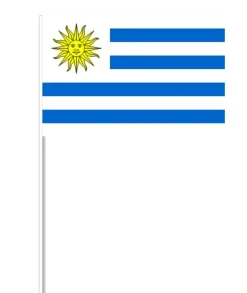 Uruguayansk Papirflag på Pind, 27 x 20 cm