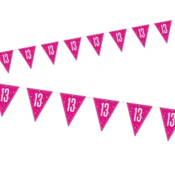 Vimpelguirlande - Pink Glitz Fødselsdag, 13 År