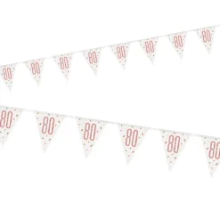 Vimpelguirlande - Rosegold Glitz Fødselsdag, 80 År